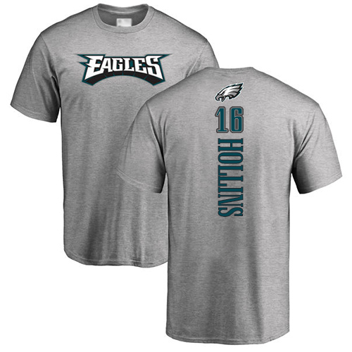 Men Philadelphia Eagles #16 Mack Hollins Ash Backer NFL T Shirt->nfl t-shirts->Sports Accessory